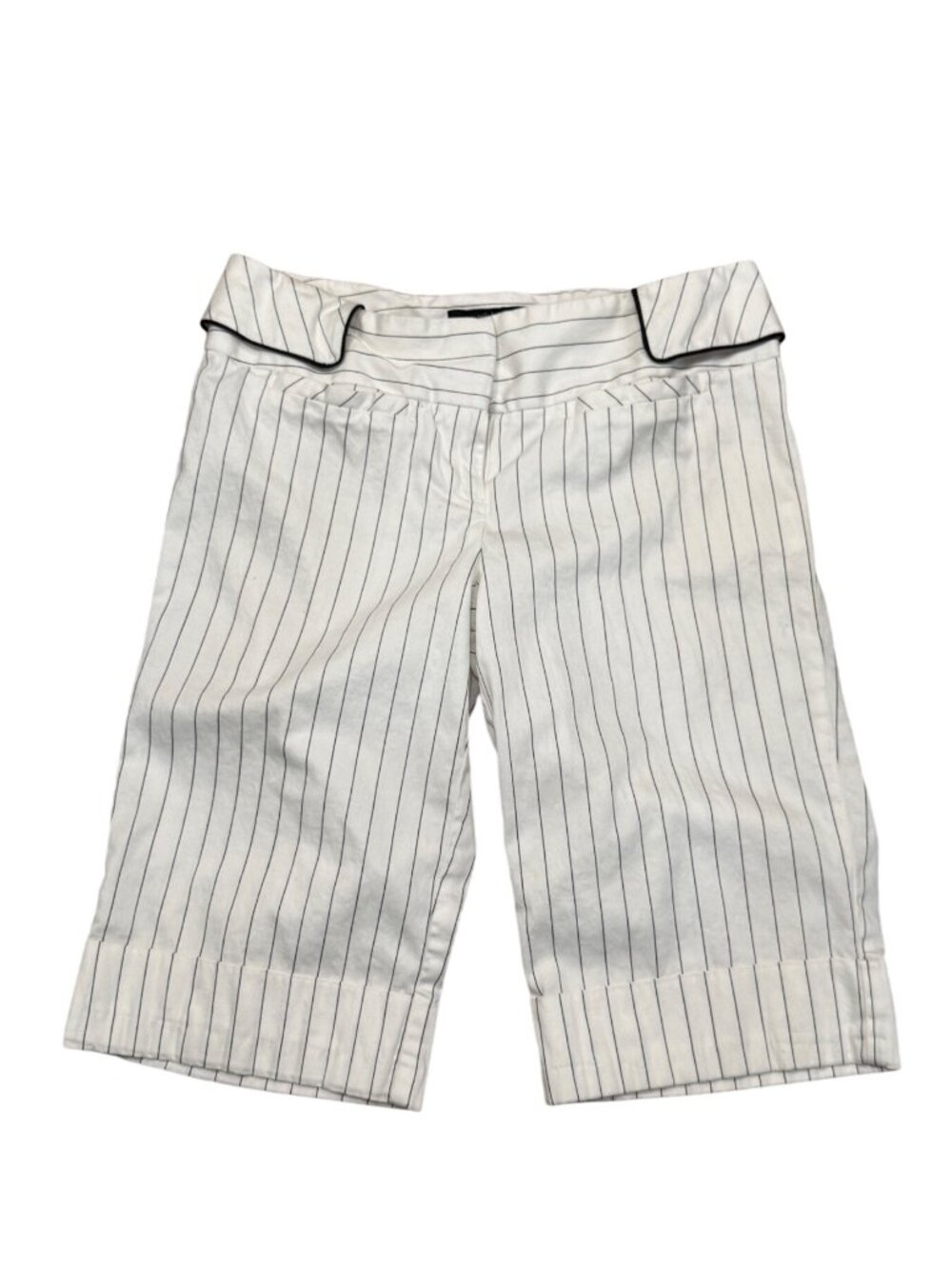 Y2K My Michelle White Black Striped Bermuda Shorts Womens Size 3 Low Rise Button